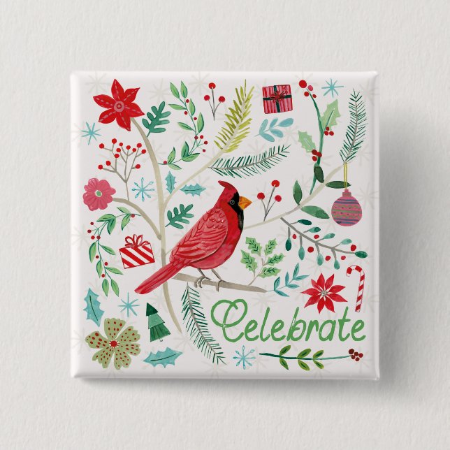 Cheerful Holiday - Celebrate 15 Cm Square Badge (Front)