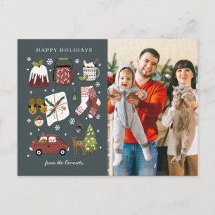 Cheerful Holiday Hygge   Christmas Photo Collage Postcard