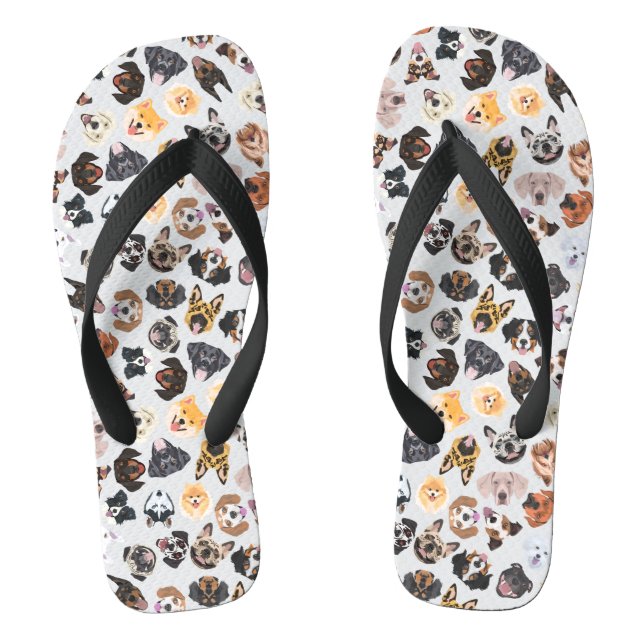 Cheerful Illustration with dogs Flip Flops (Footbed)
