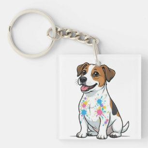 Cheerful Jack Russell Splatter Fun Key Ring