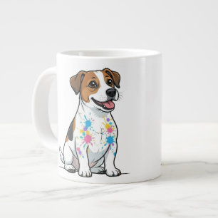 Cheerful Jack Russell Splatter Fun Large Coffee Mug