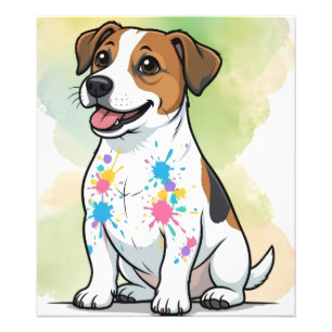 Cheerful Jack Russell Splatter Fun Photo Print