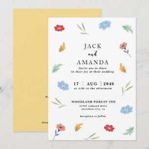 Cheerful Joyful Colourful Floral Wedding invitatio Invitation