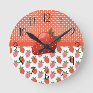 Cheerful Juicy Strawberry  Round Clock