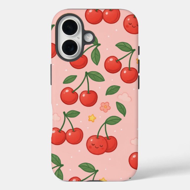 Cheerful Kawaii Cherry Pattern Illustration Case-Mate iPhone Case (Back)