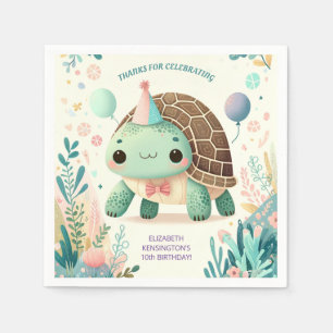 Cheerful Kids Cute Tortoise Birthday Party Napkin