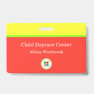 Cheerful Kids Daycare Logo Template Name Badges ID Badge