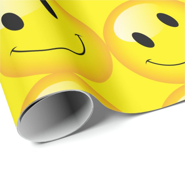 Cheerful Kids Teens Party Emoji Faces Wrapping Paper (Roll Corner)