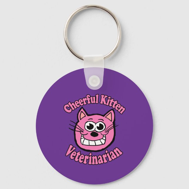 Cheerful Kitten Veterinarian Key Ring (Front)