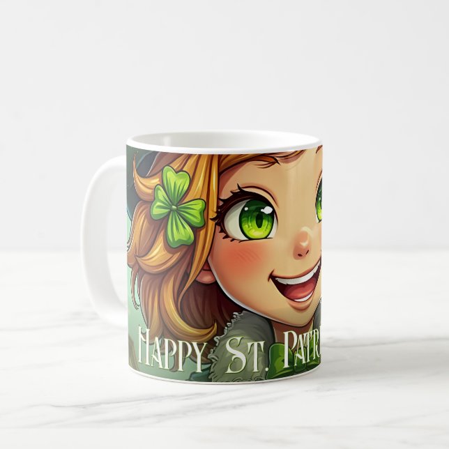 Cheerful Leprechaun - St. Patrick's Day Lucky Char Coffee Mug (Front Left)