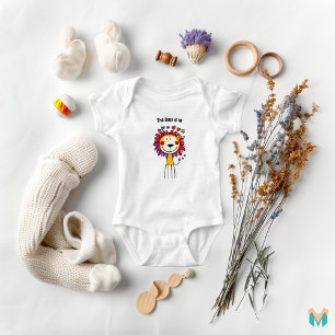 Cheerful Lion Cartoon Art Baby Bodysuit