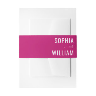 Cheerful Magenta Modern Wedding Invitation Belly Band