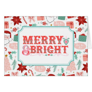 Cheerful Merry & Bright Pink and Red Holiday