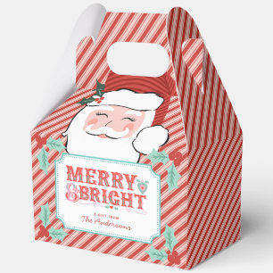 Cheerful Merry & Bright   Retro Pink and Red Santa Favour Box