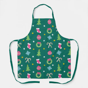 Cheerful merry Christmas pattern Apron