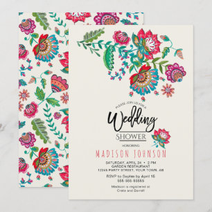 Cheerful Mexican Red & Turquoise Folk art Floral Invitation