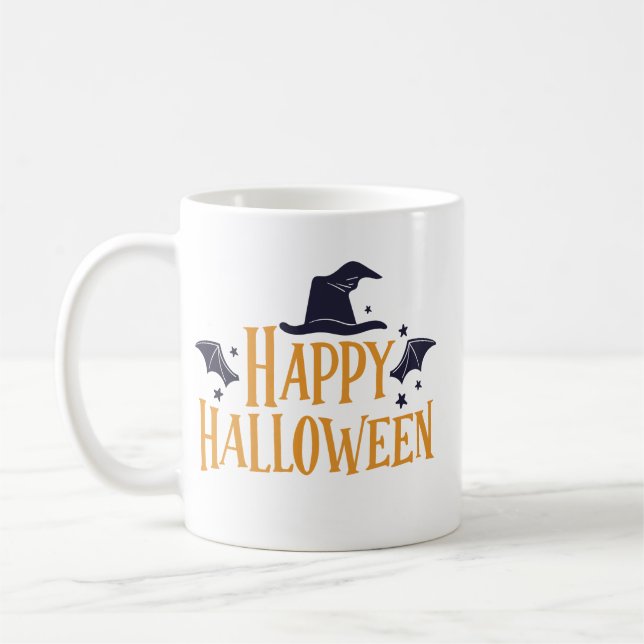 Cheerful Minimalist Charming Halloween Pumpkin Coffee Mug (Left)