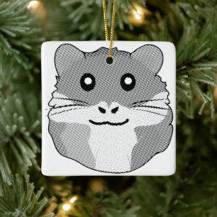 Cheerful Minimalist Hamster Ceramic Ornament
