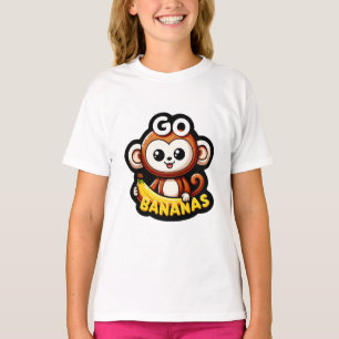 Cheerful Monkey Banana Fun Go Bananas! Sticker  T-Shirt