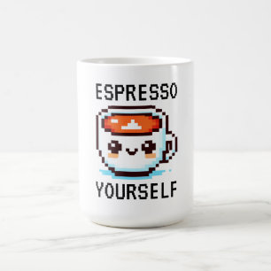 Cheerful Morning Brew - Pixel Coffee Cup