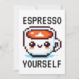 Cheerful Morning Brew - Pixel Coffee Cup Holiday Card