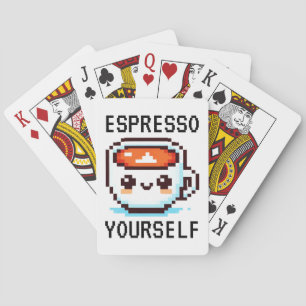 Cheerful Morning Brew - Pixel Coffee Cup Playing Cards