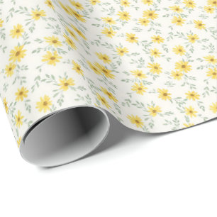 Cheerful Morning Daisy Sunny Watercolor Floral Wrapping Paper