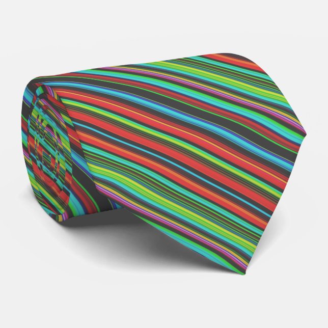 Cheerful Multicolored Stripe Pattern Tie (Rolled)