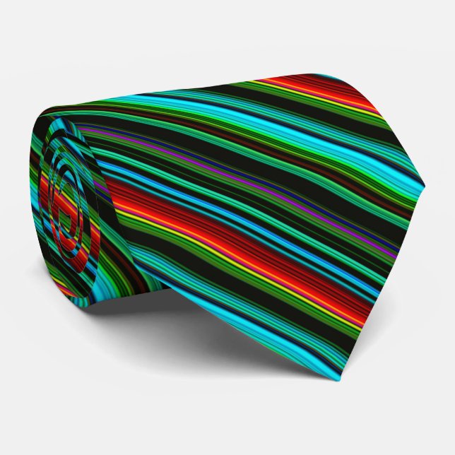 Cheerful Multicolored Stripe Pattern  Tie (Rolled)