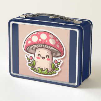Cheerful Mushroom in Nature Metal Lunch Box