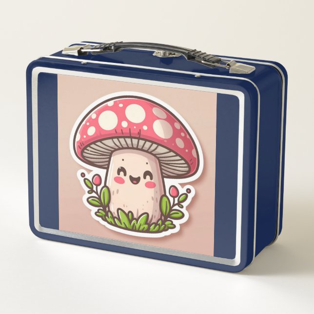 Cheerful Mushroom in Nature Metal Lunch Box (Back)
