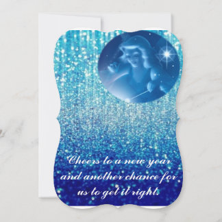 cheerful New year with blessing of angle Holiday Card