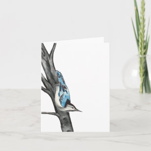 Cheerful Nuthatch Folded Note Card