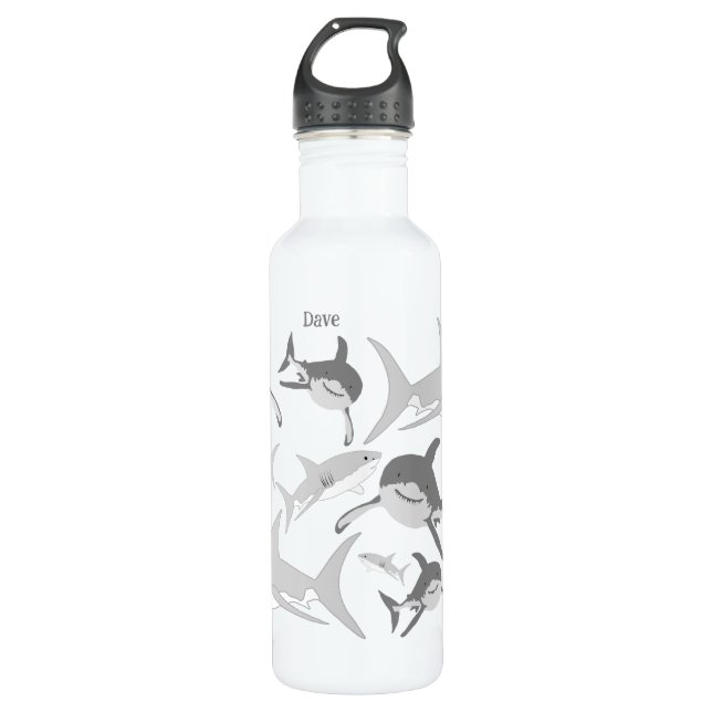 Cheerful Ocean Sharks Art 710 Ml Water Bottle (Front)
