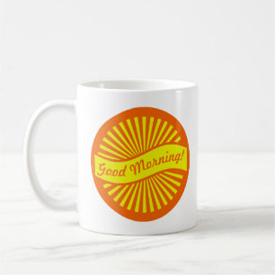 Cheerful Orange and Yellow Sunburst Good Morning Coffee Mug