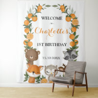 Cheerful Orange Citrus Woodland Birthday Welcome