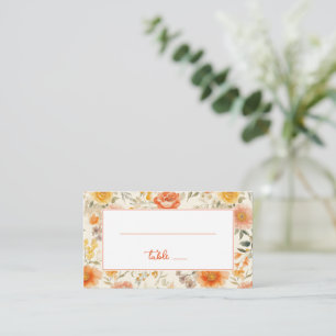 Cheerful Orange Floral Watercolor Place Card