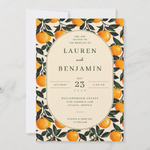 Cheerful Orange Fruit and Leaf Invitation