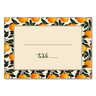 Cheerful Orange Retro Fruit Border Table Number