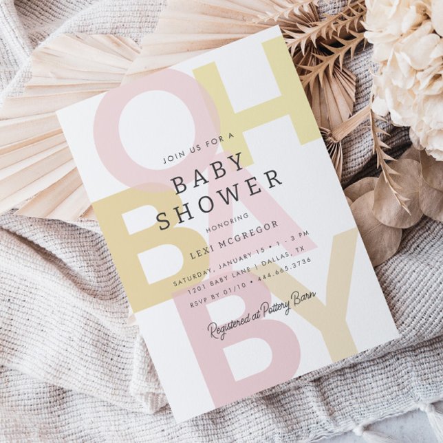 Cheerful Pale Pink Girls Baby Shower Invitation (Creator Uploaded)
