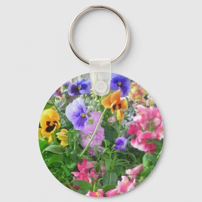 Cheerful pansies keychain (Front)