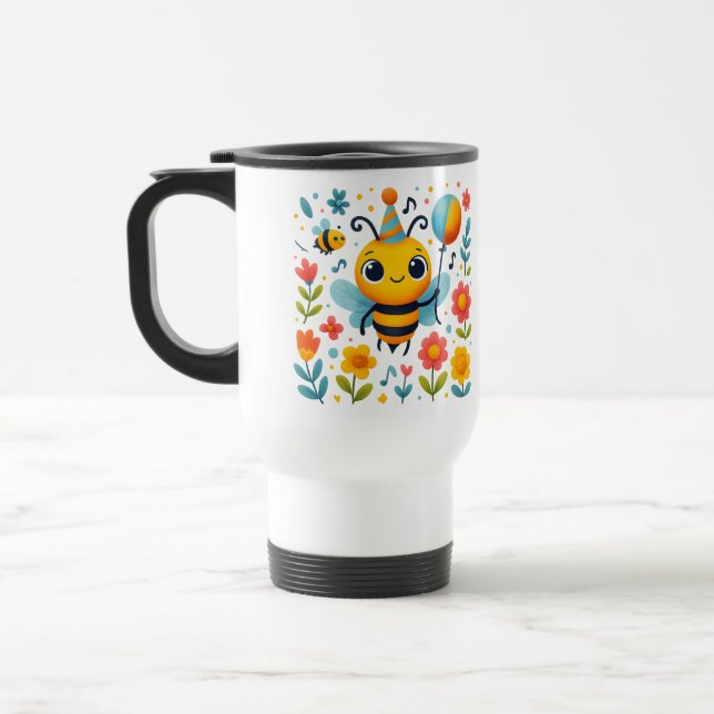 Cheerful Party Bee Travel Mug (Left)