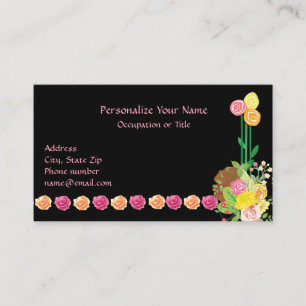 Cheerful Party Flowers Pink & Yellow Business Card