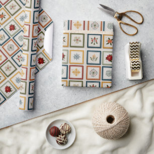 Cheerful Patchwork of Christmas Elements Wrapping Paper