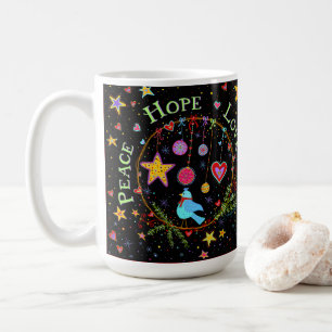 Cheerful PEACE, HOPE, LOVE Coffee Mug