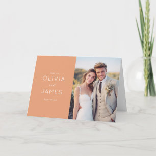 Cheerful Peach Modern Photo Thank You Card