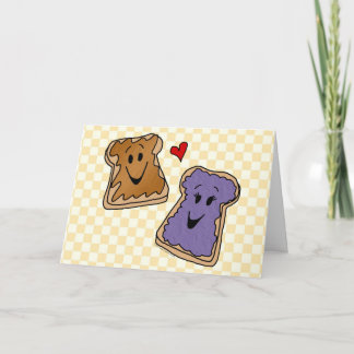 Cheerful Peanut Butter and Jelly Cartoon Friends Card