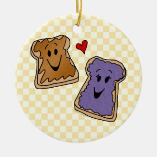 Cheerful Peanut Butter and Jelly Cartoon Friends Ceramic Tree Decoration