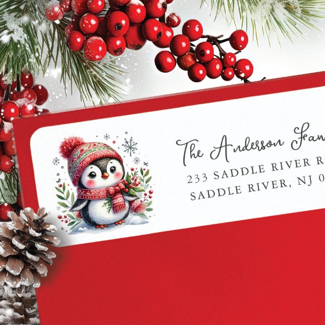 Cheerful Penguin Return Address (Creator Uploaded)