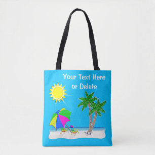 Cheerful Personalised Beach Tote Bags